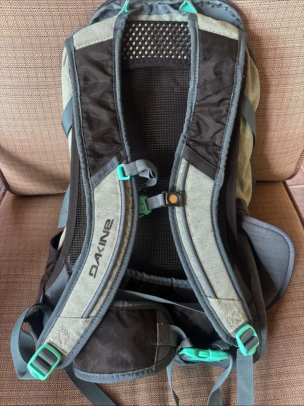 Dakine Women’s Green Canvas Backpack with Teal Accents 14 liter - Picture 13 of 15